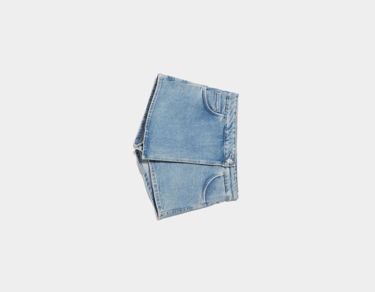 Bershka Comfort Denim Skort Korte Broek Dames Lichtblauw | dp28RZjkbkz