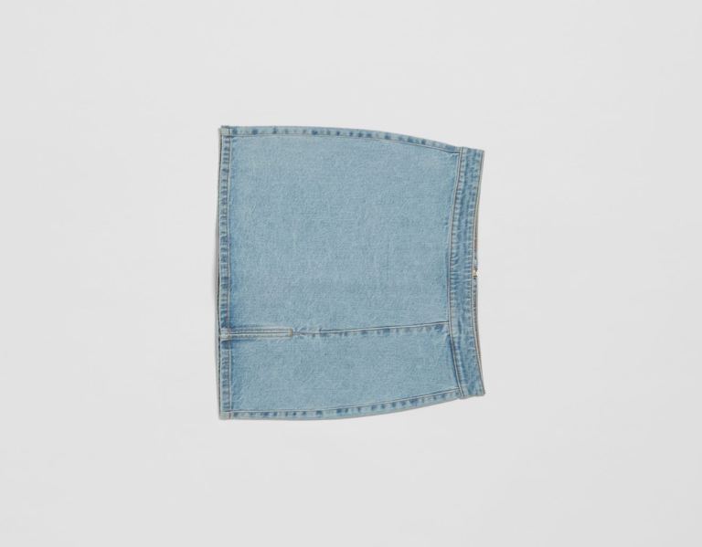 Bershka Comfort Mini Denim Rokken Dames Lichtblauw | PmxCYxZUFbe