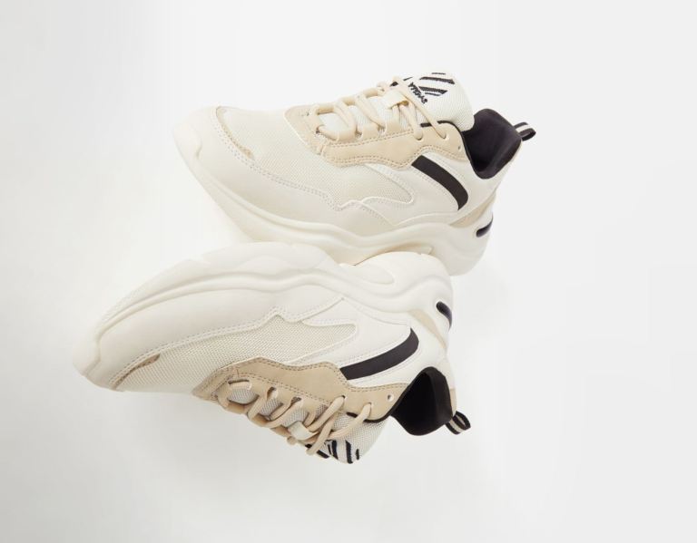 Bershka Contrasting With Mesh Detail Sneakers Dames Wit | Lq9VVVBS9Wh