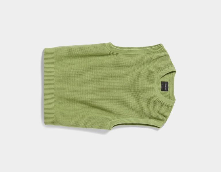 Bershka Crew Neck Knit Vest Cardigan Heren Groen | 5JL5ssrlo9Z