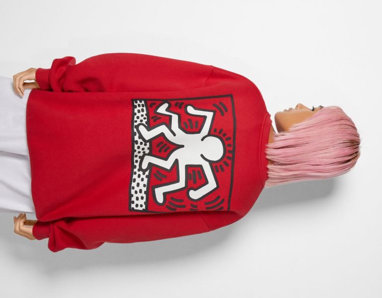 Bershka Crew Neck With Keith Haring Print Sweatshirts Dames Donkerrood | yOhYTW6k38q