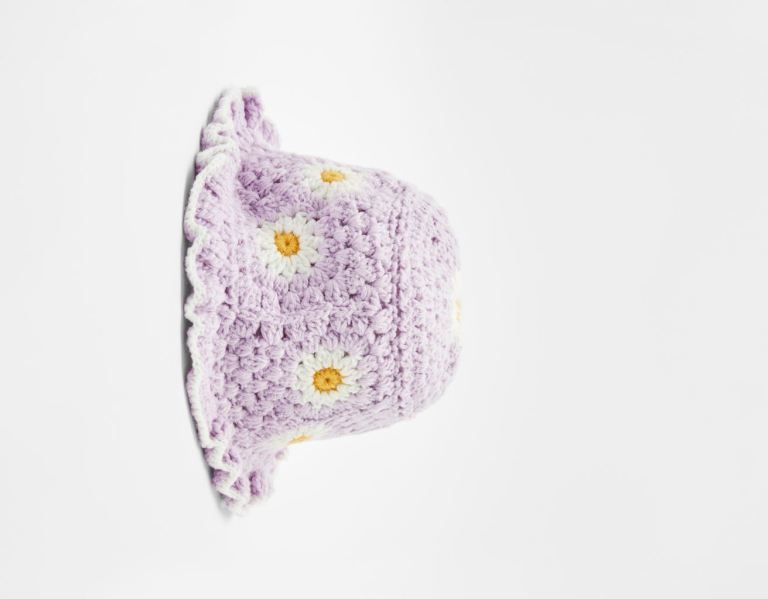 Bershka Crochet Floral Bucket Hoeden Dames Paars | S0Utgbqn53m