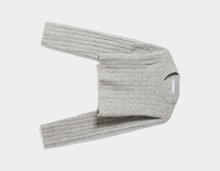 Bershka Cropped Cable-knit Trui Truien Dames Grijs | vTvzPM1QWPQ