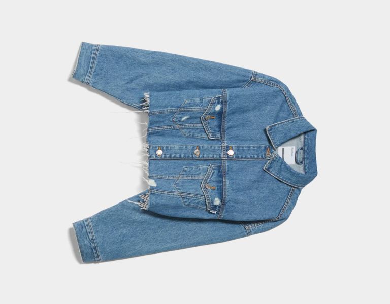 Bershka Cropped Denim Jassen Dames Lichtblauw | 0Yltdoy4HEY