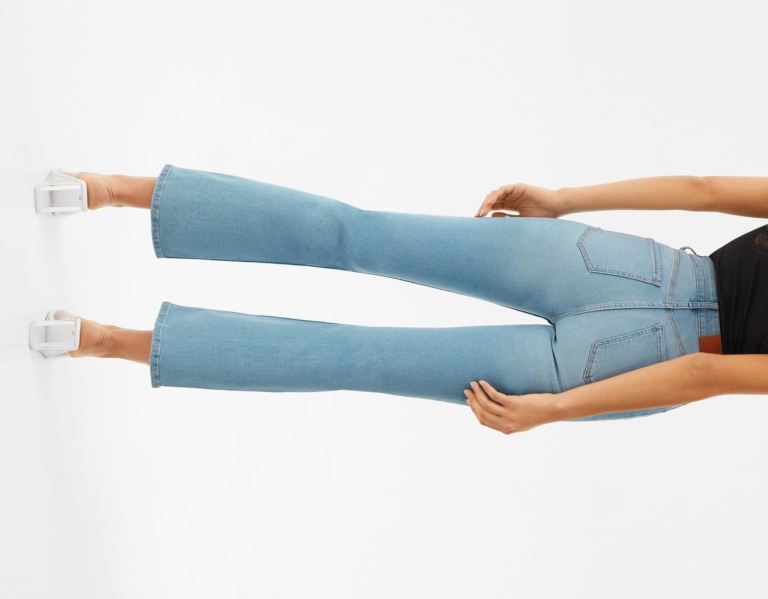 Bershka Cropped Flared Jeans Dames Lichtblauw | G7jFDX9xO30