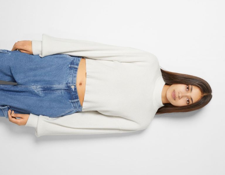 Bershka Cropped Long Sleeve Top With A High Neck T-shirts Dames Room | pkdYMmLLSl1