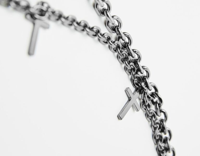 Bershka Cross Keyring Riemen Heren Zilver | q0C0vWipCiJ