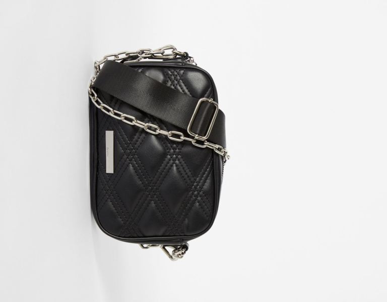 Bershka Crossbody With Chain Tassen Dames Zwart | n5FxvMU6Ups