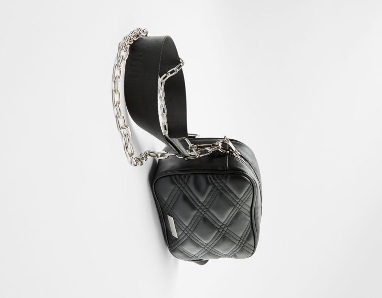 Bershka Crossbody With Chain Tassen Dames Zwart | n5FxvMU6Ups