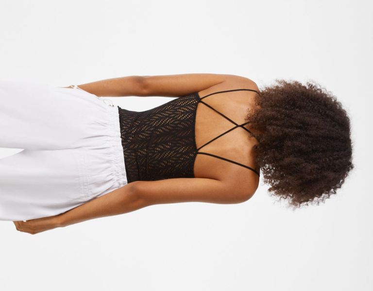 Bershka Cut-out With Straps Bodysuit Dames Zwart | xtegCRApwLN