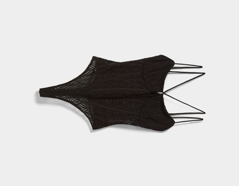 Bershka Cut-out With Straps Bodysuit Dames Zwart | xtegCRApwLN