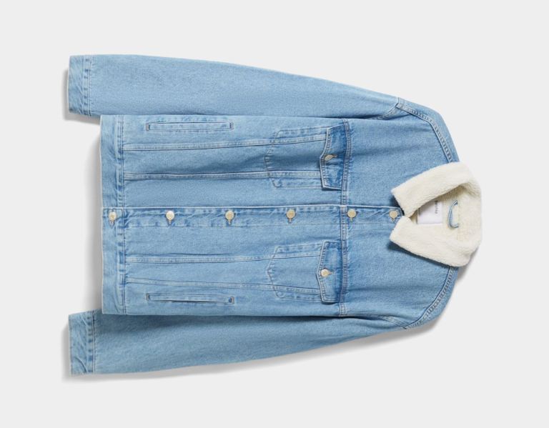 Bershka Denim With Fleece Lining Jassen Heren Lichtblauw | DzwcSbSboO2