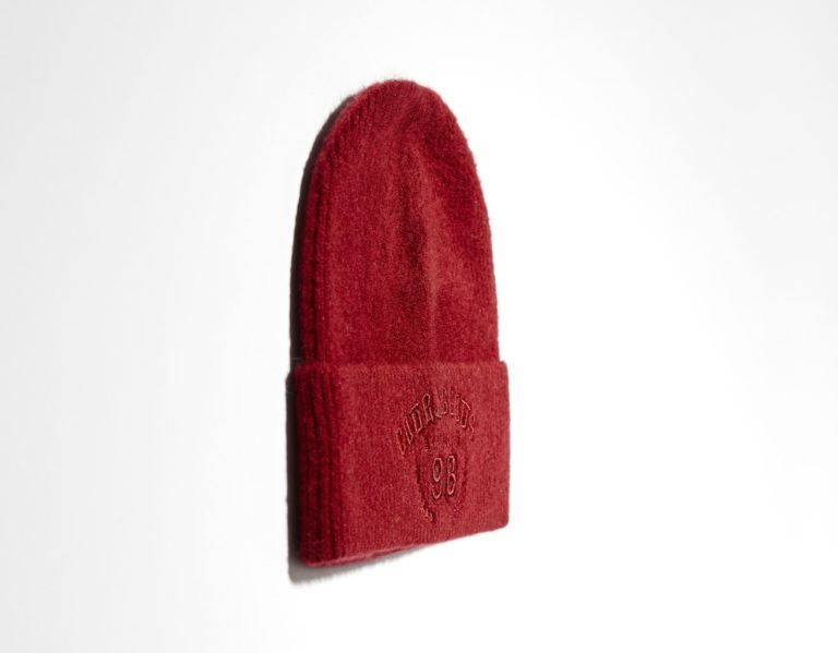 Bershka Embroidered Varsity Beanie Caps Heren Donkerrood | BIN6p8aXvUl