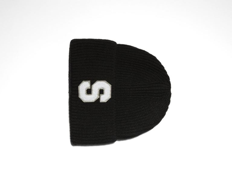 Bershka Embroidered Varsity Beanie Caps Heren Zwart | fMiTle3mbjn