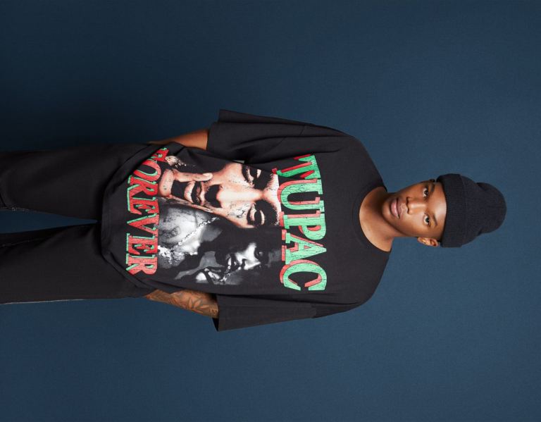 Bershka Extra Loose Kort Sleeve Tupac T-shirts Heren Zwart | VPNvllWviUJ