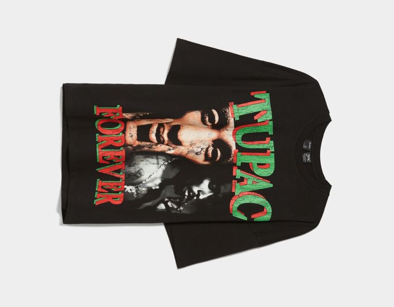 Bershka Extra Loose Kort Sleeve Tupac T-shirts Heren Zwart | VPNvllWviUJ