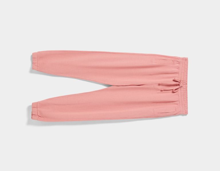 Bershka Faded Plush Joggers Broek Heren Roze | SQUlPJQkgbu