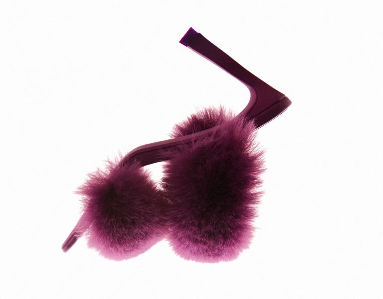 Bershka Faux Fur High-heel Hakken Sandalen Dames Bordeaux | zycJEPbdsmL