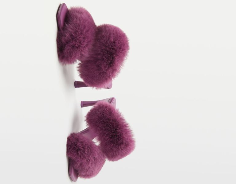 Bershka Faux Fur High-heel Sandals Pakken Dames Bordeaux | j58m3Gylkid