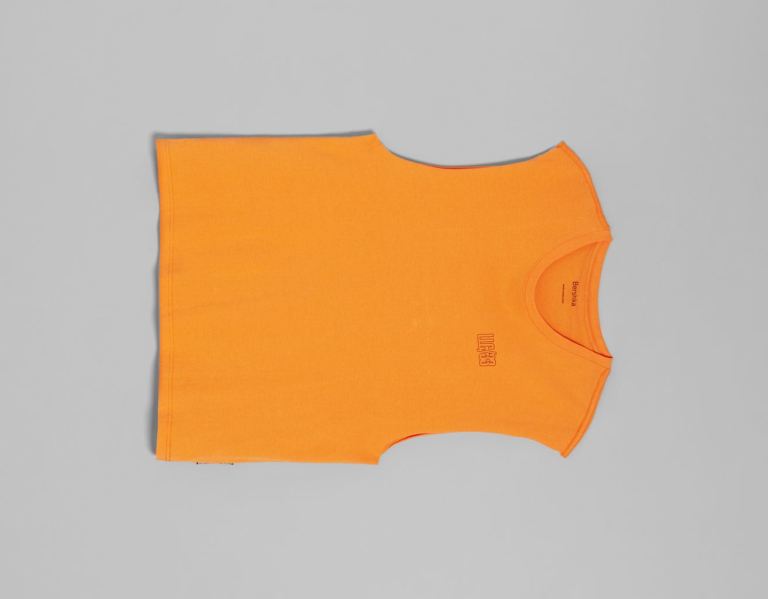 Bershka Faux Leren T-shirts Heren Oranje | l2EclaERwAQ