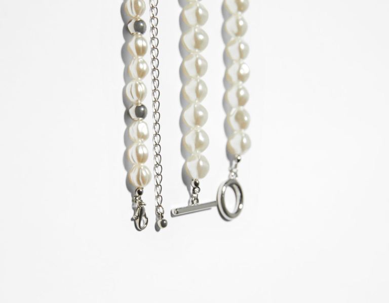 Bershka Faux Pearl Charms Necklace Sieraden Heren Wit | 0Tmw0fbfDp2