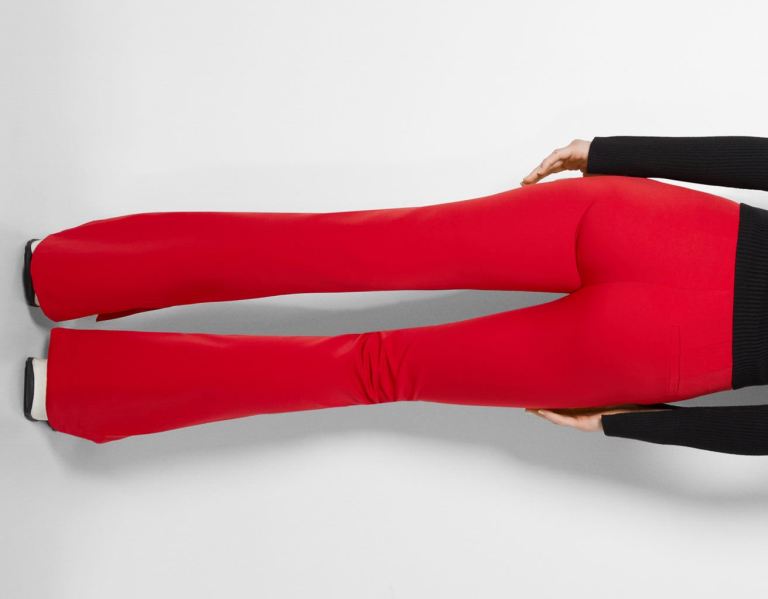 Bershka Fitted Flared With Split Hems Broek Dames Rood | r7brxzVZPA0