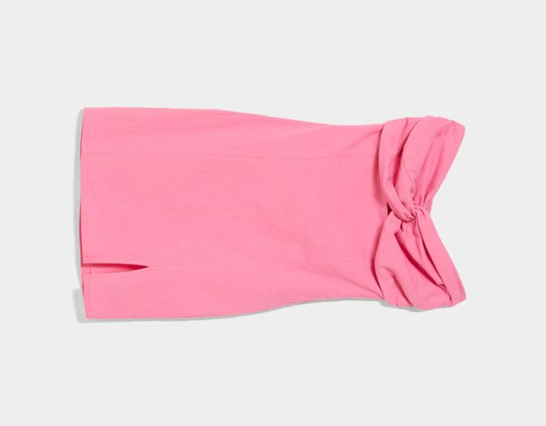 Bershka Fitted Linen Blend Mini With Front Detail Jurken Dames Roze | 3V1ok4ZxsRj