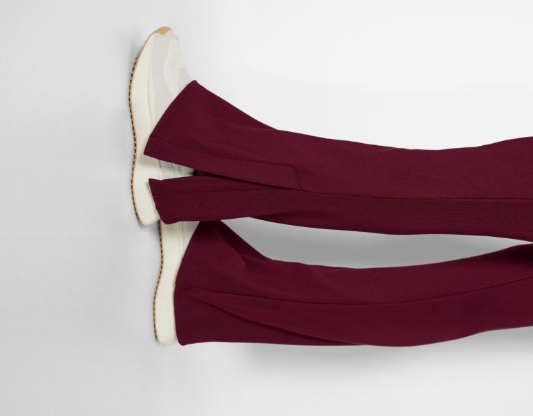 Bershka Flared Ottoman Broek Dames Donkerrood | TTkUpjVwSjM