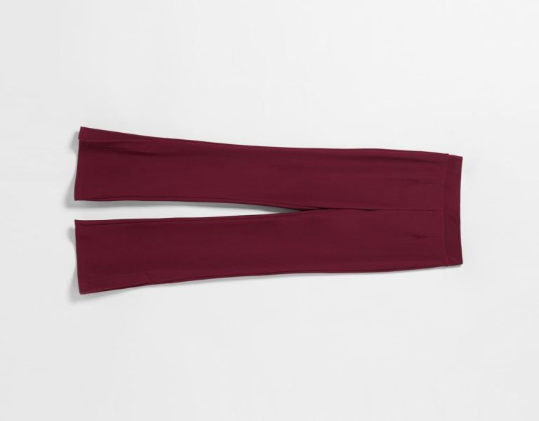 Bershka Flared Ottoman Broek Dames Donkerrood | TTkUpjVwSjM