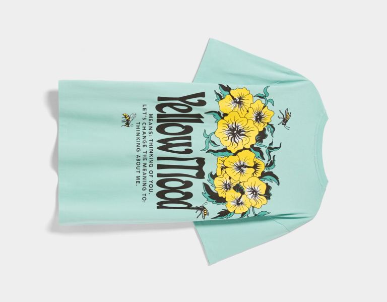 Bershka Floral-print Easy-fit Kort Sleeve T-shirts Heren Lichtblauw | K1nKJnCvlmT