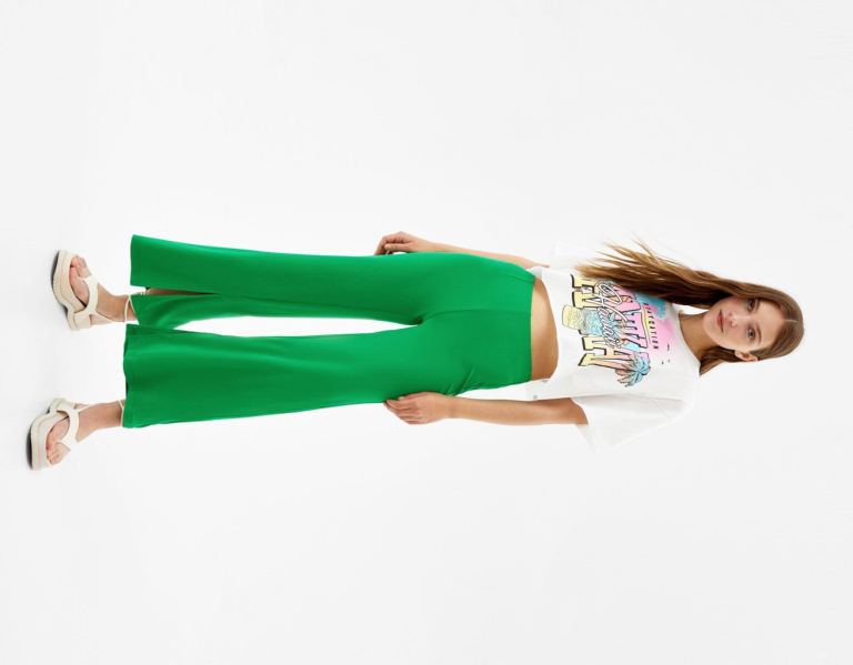 Bershka Flowing Culottes Broek Dames Groen | 5CFiKnppsvn