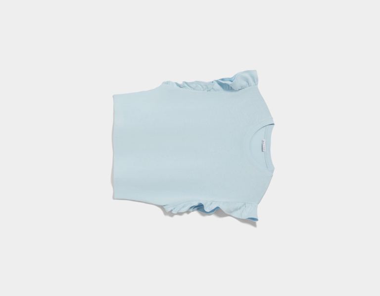 Bershka Frilled Sleeve T-shirts Dames Lichtblauw | zQQ1NCIZisZ