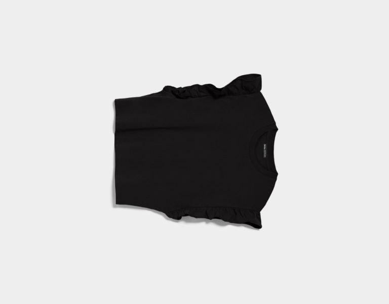 Bershka Frilled Sleeve T-shirts Dames Zwart | 1PujVcpdlh2