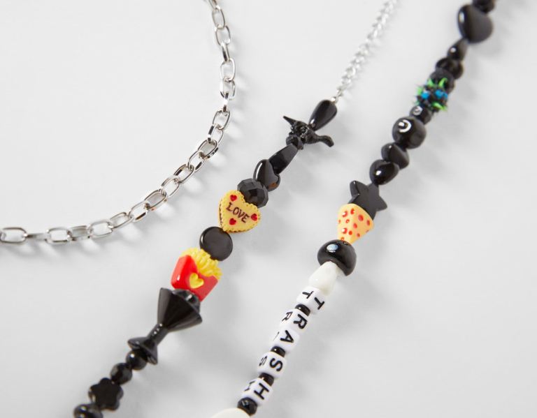 Bershka Fun Eten Necklace Sieraden Heren Zwart | 7Dzli7YMbSj