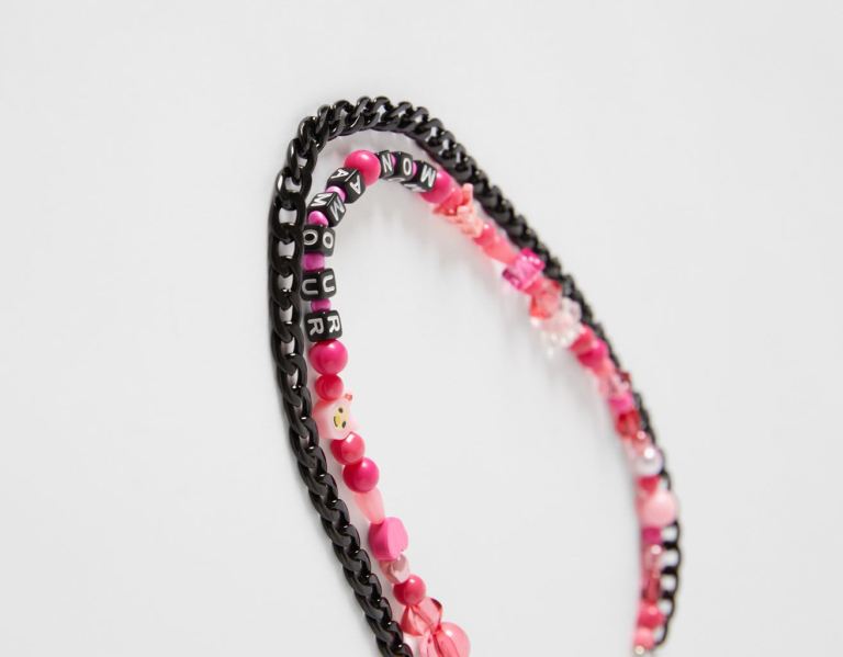 Bershka Funny Love Necklace Sieraden Heren Roze | JBuzUkiBwxN