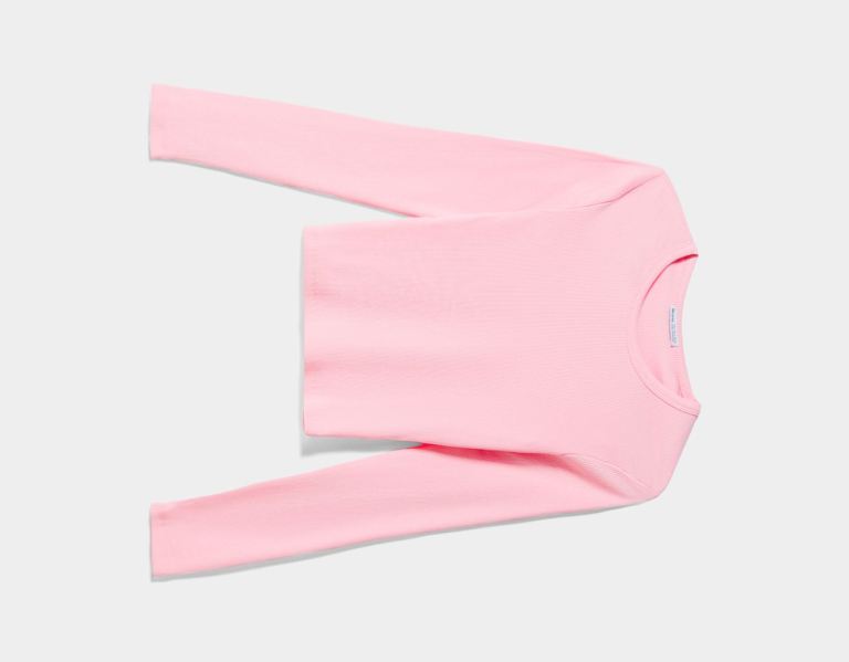 Bershka Geribbeld Long Sleeve T-shirts Dames Roze | rkFdZxpu3WW