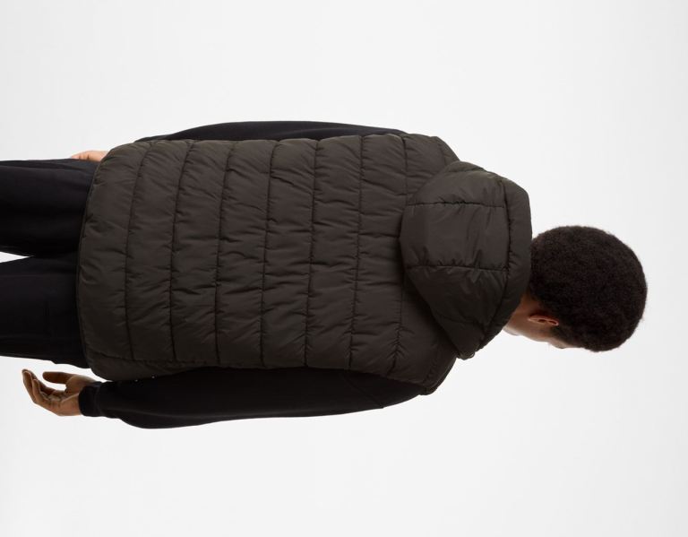 Bershka Gewatteerd Vest With Hood Bovenkleding Heren Zwart | CWRtsoCDdIh