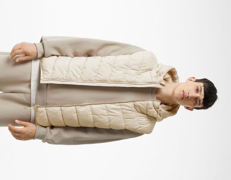 Bershka Gewatteerd With Hood Gilet Heren Grijs | 0kYBrrsEoGA