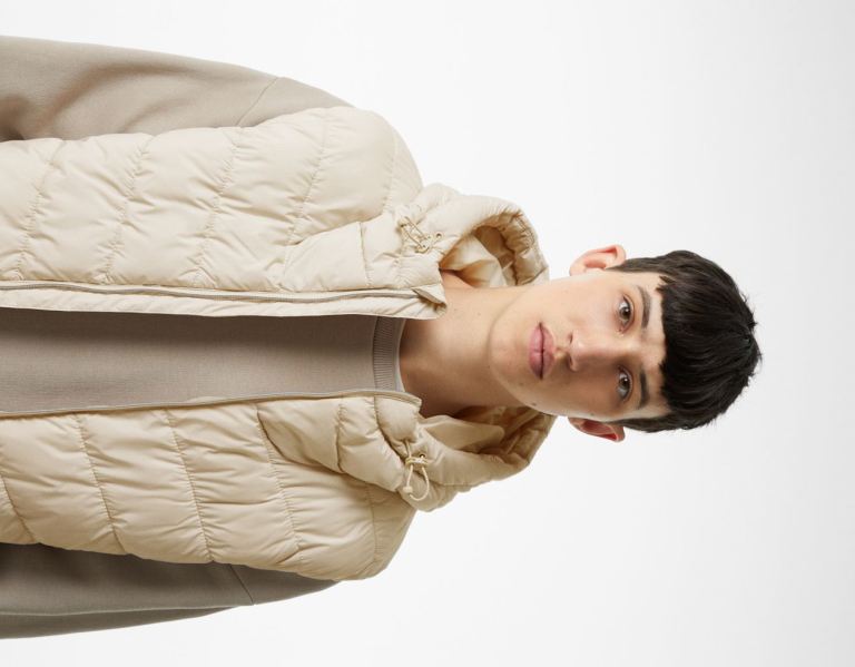 Bershka Gewatteerd With Hood Gilet Heren Grijs | DXX4EOEVyrV