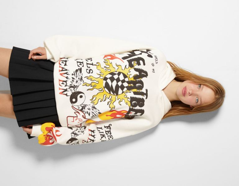 Bershka Grafische Print Hoodie Dames Room | sBTykfIujU0