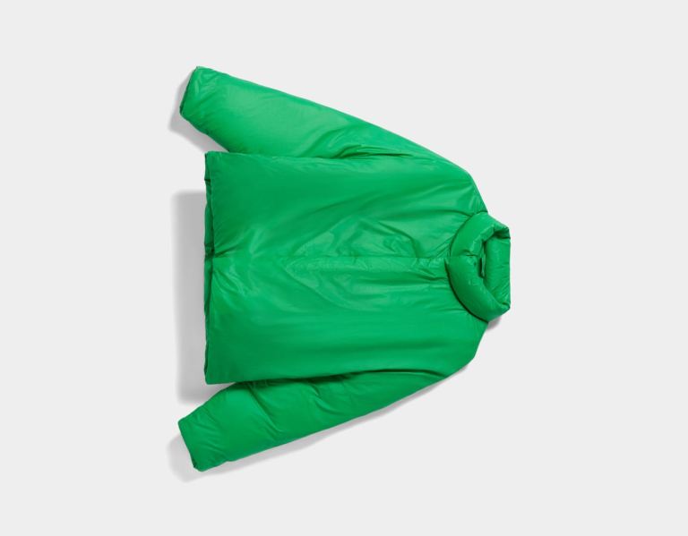 Bershka High Neck Gewatteerd Donzen Jassen Heren Groen | bBuiYpHBAJU