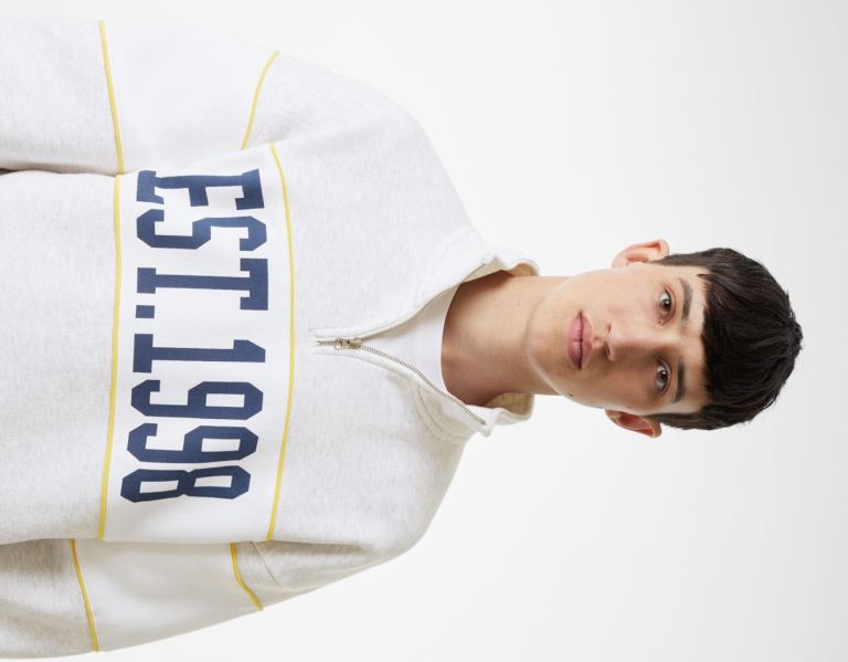 Bershka High Neck Varsity Sweatshirts Heren Grijs | C9S9kDME8EL