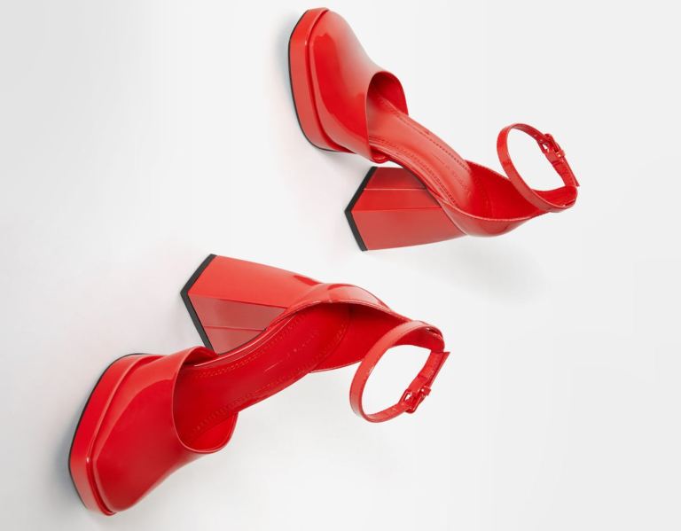 Bershka High-heel Platform Hakken Sandalen Dames Rood | MGRxnCkZNuL