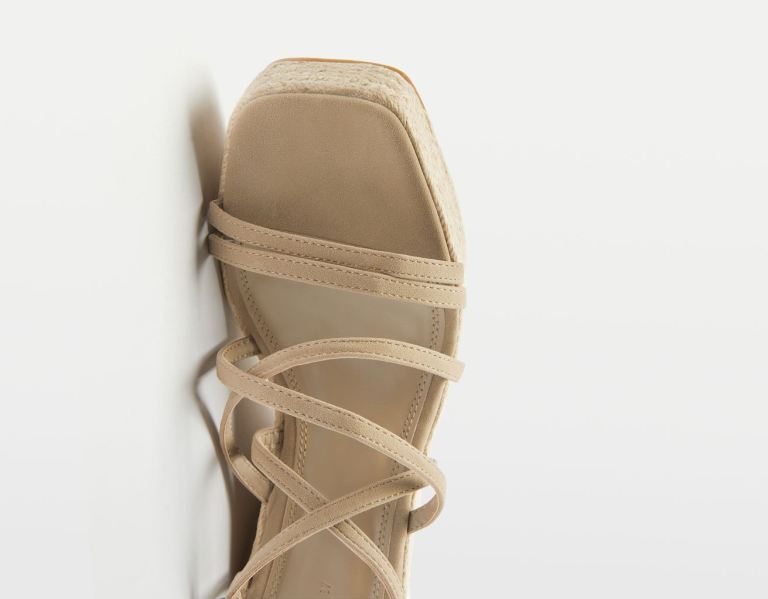 Bershka High-heel Sandalen Plateauzool Dames Khaki | ru1X62h7t0Z