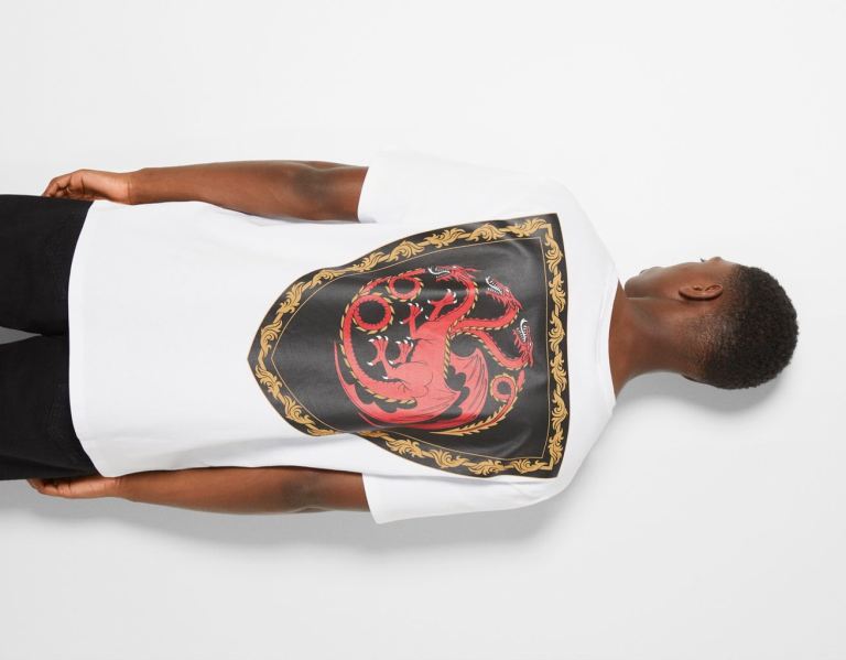 Bershka House Of Dragons Regular-fit Kort Sleeve T-shirts Heren Wit | TtJoVKl9tP1