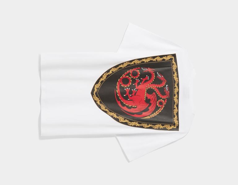 Bershka House Of Dragons Regular-fit Kort Sleeve T-shirts Heren Wit | TtJoVKl9tP1