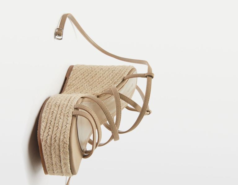 Bershka Jute Wedge Cage Hakken Sandalen Dames Khaki | GY1KxGzK30y