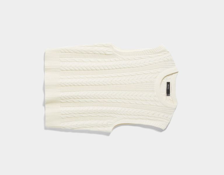 Bershka Kort Cable-knit Gilet Heren Room | xy3XgeH5BBy