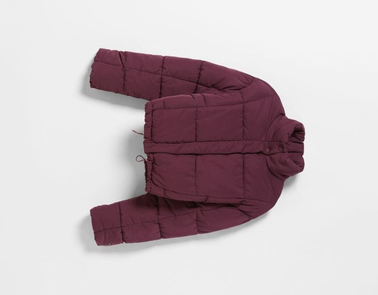 Bershka Kort Puffer Jassen Dames Donkerrood | knMlhVKOhAd