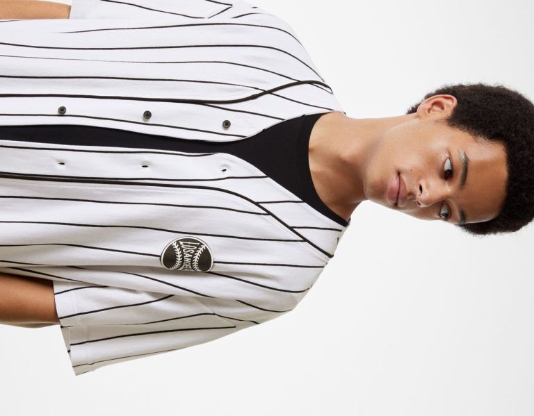 Bershka Kort Sleeve Baseball Stijl Overhemd Heren Wit | 1R8QR94xkqq